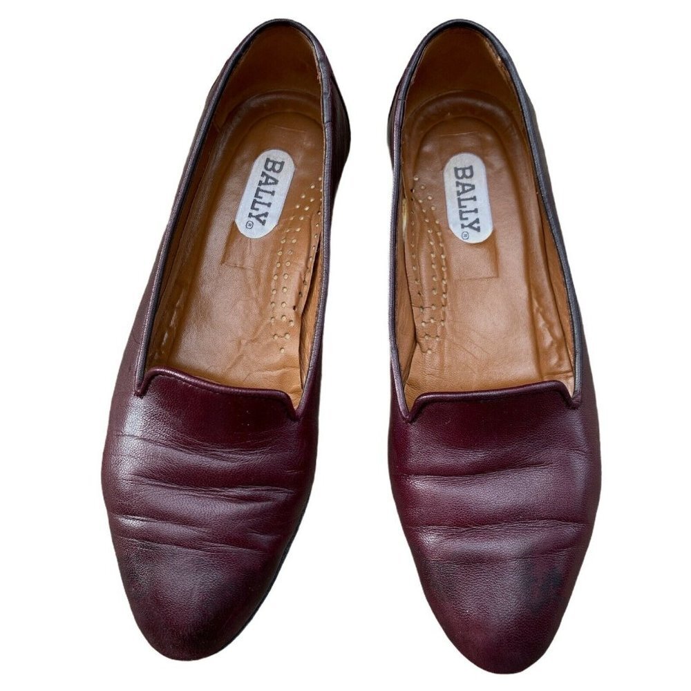 Bally Women Loafers Burgundy Red Flats Italy - Picture 3 of 7